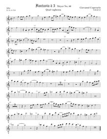 Partition ténor viole de gambe 1, octave aigu clef, Fantasia pour 5 violes de gambe, RC 46