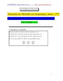 MATHÉMATIQUES Théorème de THALES (et réciproque), classe : 3ème Mr ...