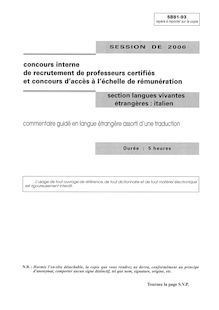 Commentaire guidé assorti d une traduction 2006 CAPES de langues vivantes (Italien) CAPES (Interne)