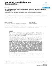 An ethnobotanical study of medicinal plants in Wonago Woreda, SNNPR, Ethiopia