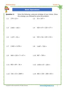 Grade 5 Maths: Workbook - Basic Operations