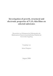 Investigation of growth, structural and electronic properties of V_1tn2O_1tn3 thin films on selected substrates [Elektronische Ressource] / vorgelegt von Alexei Nateprov