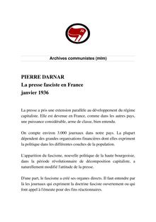 La presse fasciste en France (1936  pdf) - PIERRE DARNAR La ...