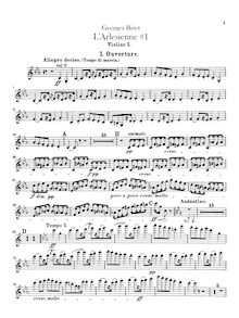 Partition violons I, II, L Arlésienne  No.1, Bizet, Georges