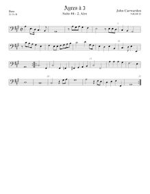 Partition viole de basse,  No.4 pour 3 violes de gambe, Carwarden, John par John Carwarden