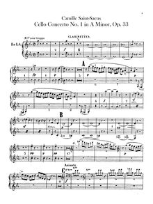 Partition clarinette 1/2 (en A), violoncelle Concerto No.1, A Minor