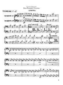 Partition Trombone 1 / 2, 3, Don Pasquale, Dramma buffo in tre atti