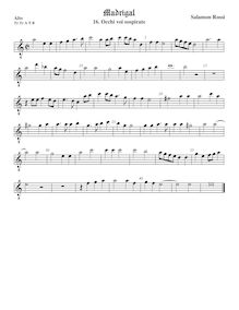 Partition ténor viole de gambe 1, octave aigu clef, Il Secondo Libro de Madrigali a cinque voci par Salamone Rossi