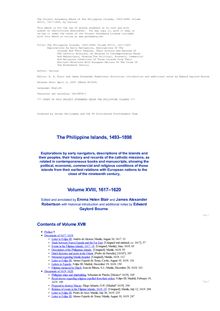 The Philippine Islands, 1493-1898 — Volume 18 of 55  - 1617-1620 - Explorations by Early Navigators, Descriptions of the Islands and Their Peoples, Their History and Records of the Catholic Missions, as Related in Contemporaneous Books and Manuscripts, Showing the Political, Economic, Commercial and Religious Conditions of Those Islands from Their Earliest Relations with European Nations to the Close of the Nineteenth Century