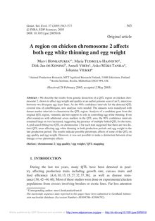 A region on chicken chromosome 2 affects both egg white thinning and egg weight