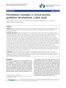 Prioritization strategies in clinical practice guidelines development: a pilot study
