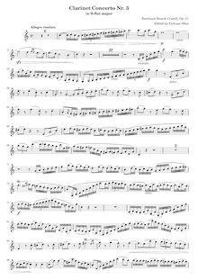 Partition Solo clarinette, clarinette Concerto No.3, B♭ major, Crusell, Bernhard Henrik