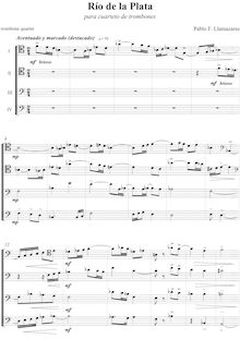 Partition complète, Río de la Plata, Horn or Trombone Quartet, Llamazares, Pablo Fernando par Pablo Fernando Llamazares