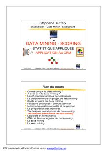 Statistique, data mining et scoring