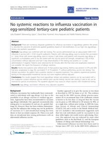 No systemic reactions to influenza vaccination in egg-sensitized tertiary-care pediatric patients