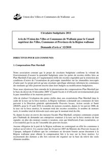Circulaire budgétaire 2011 Avis de l Union des Villes  et Communes ...