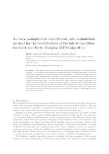 An easy to implement and efficient data assimilation method for the identification of the initial condition: the Back and Forth Nudging BFN algorithm