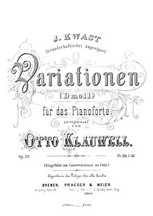 Partition complète, Variations, Variationen (D moll) für das Pianoforte