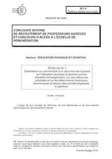 Dissertation ou commentaire d un document écrit 2008 Agrégation d éducation physique et sportive Agrégation (Interne)