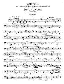 Partition violoncelle, Piano quatuor, Op.6, C major, Labor, Josef