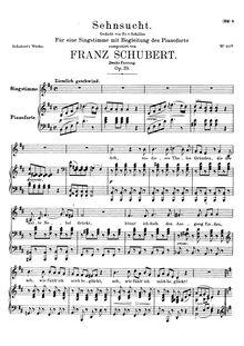 Partition 2nd version, published as Op.39, Sehnsucht, D.636 (Op.39)