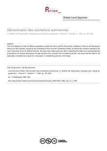 Dénomination des oscillations würmiennes - article ; n°4 ; vol.5, pg 281-288