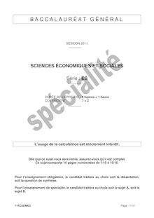 Sujet du bac ES 2011: Sciences Economiques Spécialité