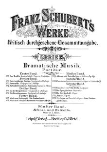 Partition Title Page et Contents, Alfonso und Estrella, Schubert, Franz