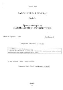 Baccalaureat 2005 mathematiques informatique litteraire
