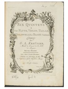 Partition viole de gambe, 6 quintettes, Kreusser, Georg Anton