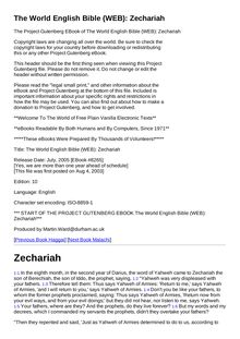 The World English Bible (WEB): Zechariah