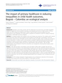 The impact of primary healthcare in reducing inequalities in child health outcomes, Bogotá – Colombia: an ecological analysis