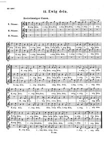 Partition complète, Ewig dein, Forever Thine!3-part Canon in C major