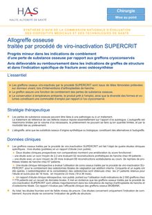 ALLOGREFFE OSSEUSE traitée par procédé de viro-inactivation SUPERCRIT - 25 janvier 2011 (3262 & 3263) avis - ALLOGREFFE OSSEUSE traitée par procédé de viro-inactivation SUPERCRIT-25 janvier 2011 (3262 & 3263) synthèse d avis