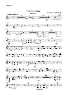 Partition trompettes 1/2 (D), pour Hebrides, Op.26, Fingal s CaveLe Ebridi