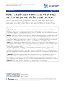 FGFR-1 amplification in metastatic lymph-nodal and haematogenous lobular breast carcinoma