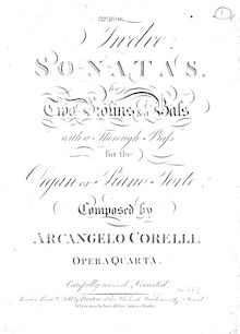 Partition violon 2, Trio sonates, Corelli, Arcangelo