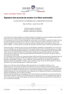 Signature des accords de soutien à la filière automobile