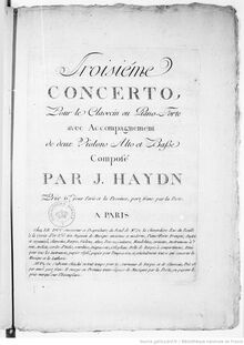 Partition violons I, Piano Concerto, Hob.XVIII:3, F major, F major
