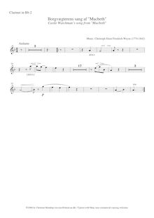 Partition clarinette 2 (B♭), Macbeth, Weyse, Christoph Ernst Friedrich