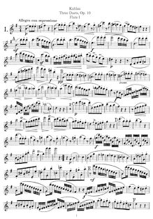 Partition parties complètes, 3 duos pour 2 flûtes, Op.10, Kuhlau, Friedrich