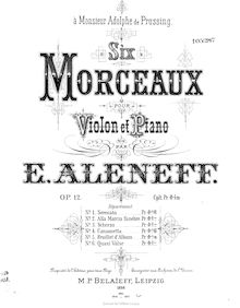 Partition de piano, 6 Morceaux, Alenev, Yevgeny