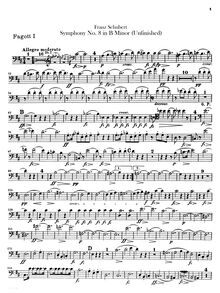 Partition basson 1, 2, Symphony No.8, Unvollendete (Unfinished)