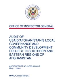 Audit of USAID Afghanistan’s Local Governance and Community  Development