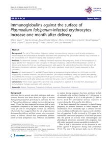Immunoglobulins against the surface of Plasmodium falciparum-infected erythrocytes increase one month after delivery