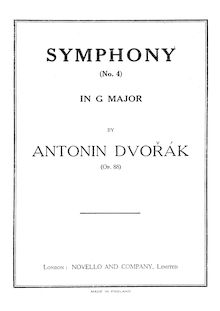 Partition violons I, Symphony No.8, Symfonie č.8, G major, Dvořák, Antonín