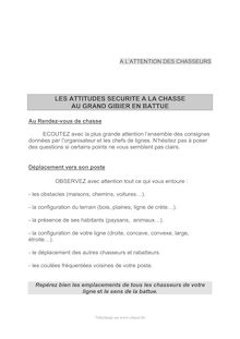 Attitude sécurité - LES ATTITUDES SECURITE A LA CHASSE  AU GRAND ...