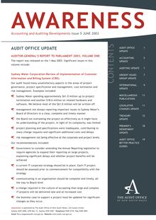 NSW Audit Office - Awareness - Issue 2003 05 - June 2003