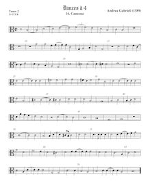 Partition ténor viole de gambe 2, alto clef, Canzona, Gabrieli, Andrea