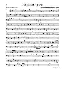 Partition basse enregistrement , Fantasia, D minor, Frescobaldi, Girolamo